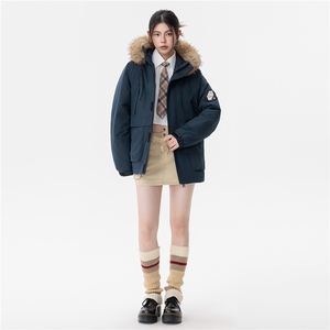 派克棉服男女同款貉子毛加厚外套图片