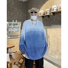 B269-P68美式渐变圆领加厚毛衣男潮牌宽松慵懒风保暖百搭针织衫，男装针织衫/毛衣，星座512-6