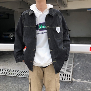 春季港风牛仔外套男 chic韩版简约百搭坠感夹克 J/图片