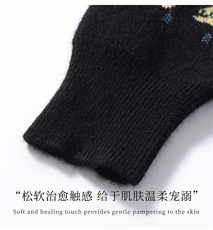 2025舒适百搭秋冬新款加厚圆领小狗提花羊绒开衫，女装羊绒衫，朵暖羊绒