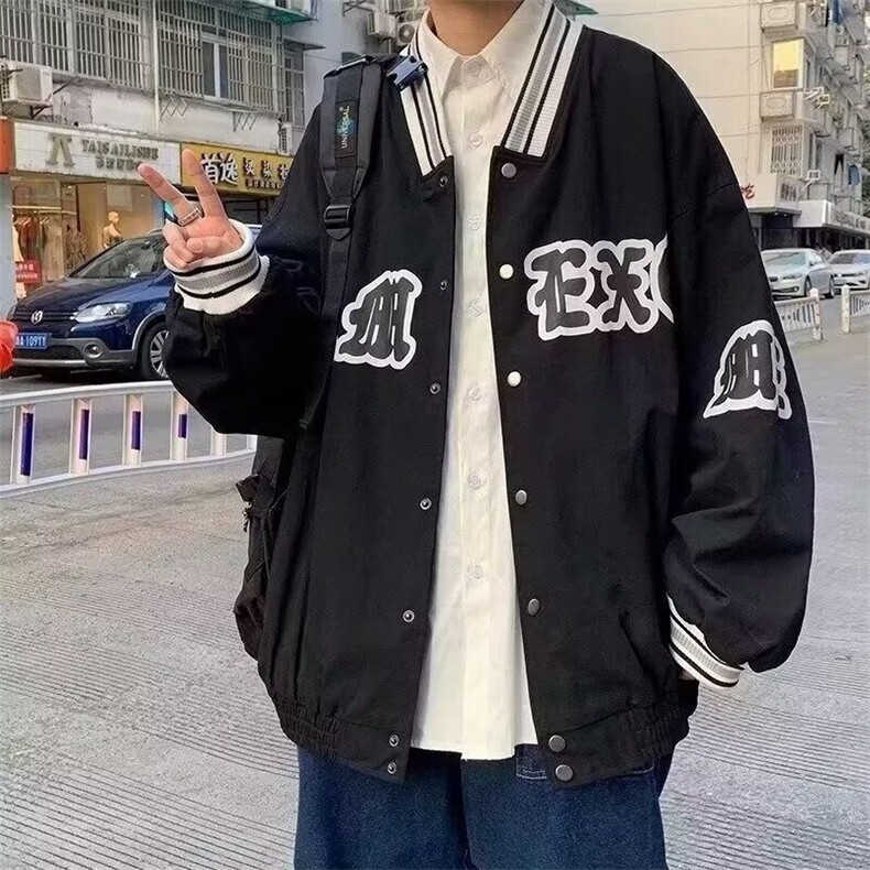 痞帅字母外套运动棒球服男女潮牌ins设计感韩版炸街JK411,男装夹克,星座1116A-1（原606A）