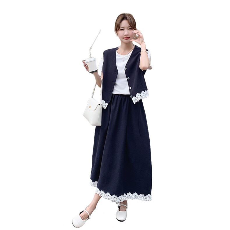夏季马甲半身裙时尚两件套女,女装套装/套裙,秋水欣儿