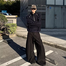 气质ins文艺流行慵懒时尚新款原宿华棉复合半高领拉链卫衣潮流，男装卫衣，星座506A