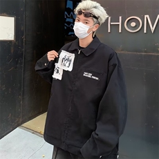 美式复古情侣宽松翻领夹克男士秋季百搭外套男装长袖W9325/P88，男装夹克，星座506