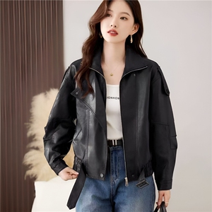 现货】皮衣外套女短款2025秋季新款小个子气质酷飒风复古PU皮夹克图片