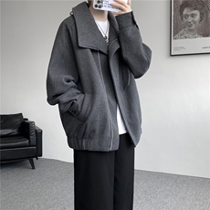 高领短款毛呢外套美式设计感呢大衣大码秋冬呢子夹克上衣LF701P98，男装夹克，电商B215