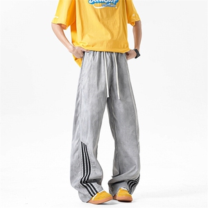 休闲裤男夏季新款港风宽松扎染工装阔腿长裤CK8203-P45图片