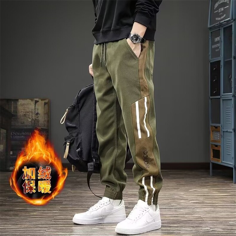秋冬季休闲裤男潮牌加绒运动裤2025新款高级感条纹撞色束脚速干裤，女装休闲裤，星座1210-1