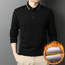 中年男士长袖加绒棉T恤男上衣秋季新款棉质打底POLO衫HPN7729-P95,男装T恤,电商B212（原钱塘6029）