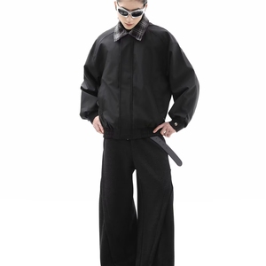 J643-P65 高级感格子外套男款假两件夹克立体口袋男装上衣图片