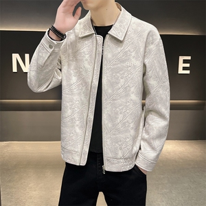 K592-P115 秋冬潮流新款翻领PU皮衣男高品质防风百搭夹克图片