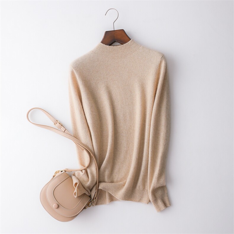 女士半高领平面一线成衣羊绒衫羊绒，女装羊绒衫，臻维羊绒