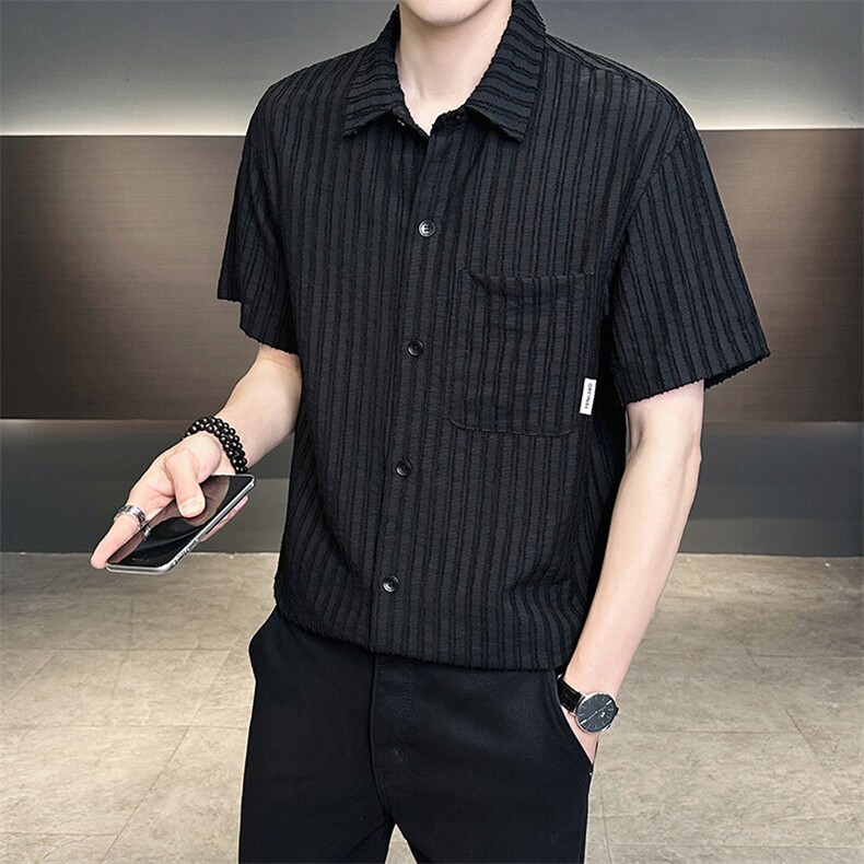 男士短袖衬衫高级感定制面料冰丝透气档口大货C317-C801-P55,男装衬衫,电商C317