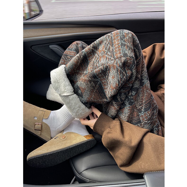 8XL-M羊羔绒裤子男冬季加绒加厚民族风重磅针织棉裤大码KZ023P78，男装棉裤，电商B312