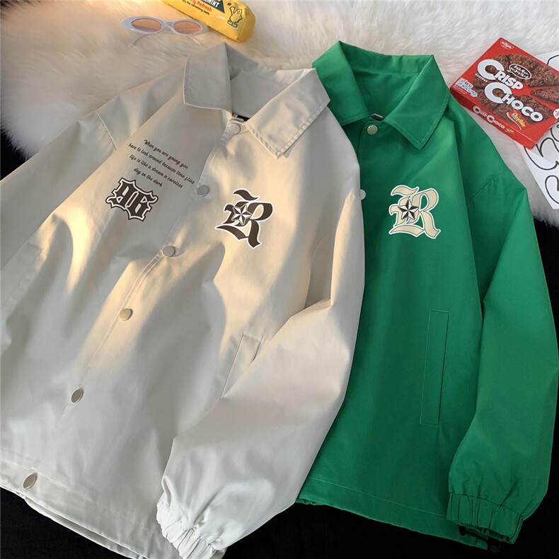 毛毯23春季新款ins时尚印花宽松百搭翻领夹克外套JK317P50控68,男装夹克,电商A247