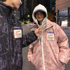 卡通印花小怪兽皮卡丘情侣学生短款轻薄拼色得物羽绒服男，男装羽绒服，星座301D-5(原星座1415）