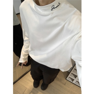 冬季德绒打底衫半高领加厚秋季绣花内搭长袖T恤卫衣男女S356-P25图片