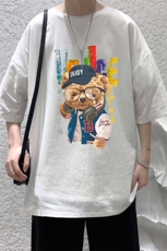 YT26211-P30亚短袖t恤男大码五分袖男宽松七分袖港风模特，男装T恤，电商A040