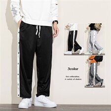 2021秋季新白墙日系大码男九分秒脱排扣拼接休闲裤卫裤K2100P45，男装休闲裤，电商A001