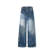 B221美式ins高街暗黑拼接扎花修身微喇牛仔裤LK25607-特P45控78，男装牛仔裤，电商B221