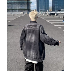 复古做旧破洞牛仔外套男春季2024新款宽松情侣休闲夹克8844/P75，男装工装外套，星座506