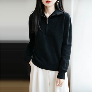 高翻领100纯羊毛打底衫女秋冬加厚内搭宽松显瘦保暖内搭针织衫图片