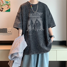 水洗重磅新款夏季复古潮牌港风短袖T恤男生打底衫体恤DT7790/P35，男装T恤，电商B316