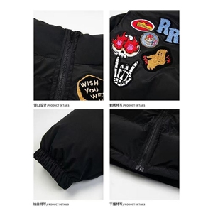 1506-1/M1781/P86冬季潮牌刺绣棉服男美式高街加厚保暖外套图片