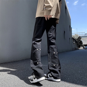 美式ins高街hiphop新款弹力修身直筒休闲裤货号K675P65图片