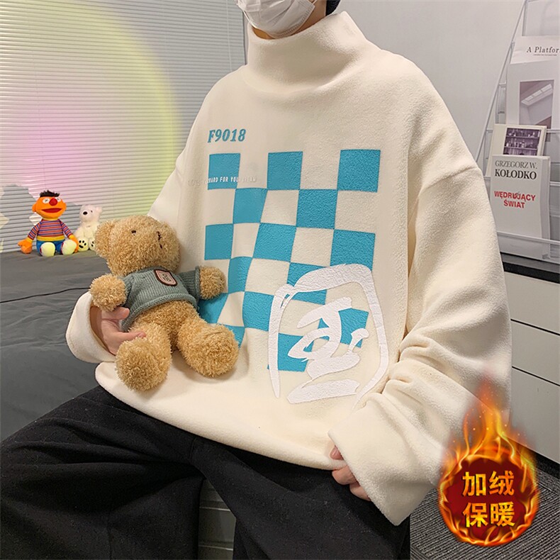 M-5XL 冬季新款潮男加绒加厚百搭打底衫摇粒绒卫衣  W236 P48限68图片