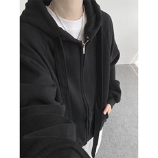 8XL-M朝牌情侣美式绑带设计连帽卫衣宽松开衫外套男女WY35P58，女装短外套，电商D206-1