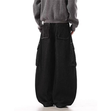 ISTURE美式复古原色多口袋工装牛仔裤男女宽松阔腿百搭休闲长裤潮，男装牛仔裤，星座813-2