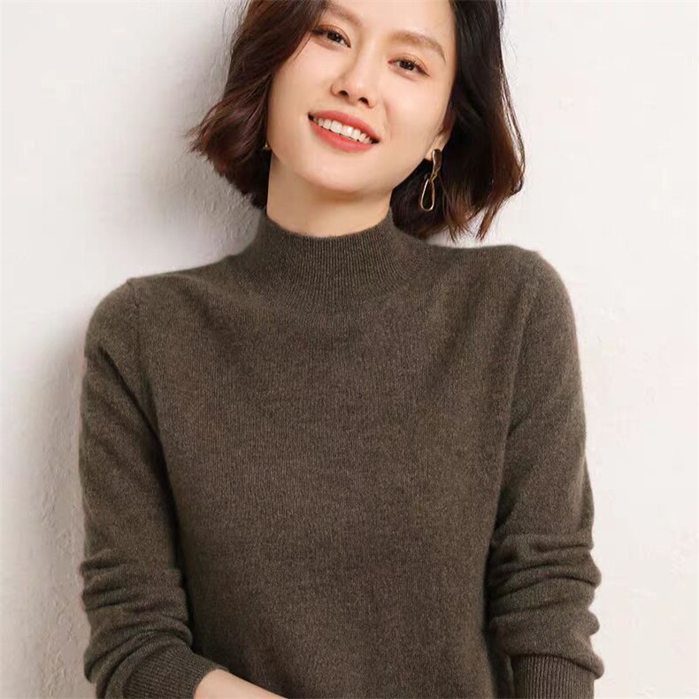 半高领羊绒衫女秋冬新款羊绒毛衣宽松针织衫打底衫北欧轻奢款内搭,女装羊绒衫,德尔信羊绒