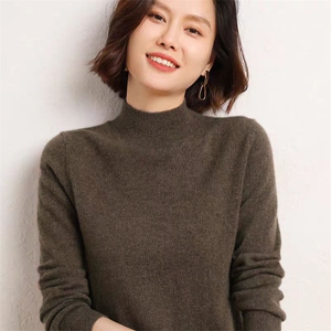 半高领羊绒衫女秋冬新款羊绒毛衣宽松针织衫打底衫北欧轻奢款内搭图片