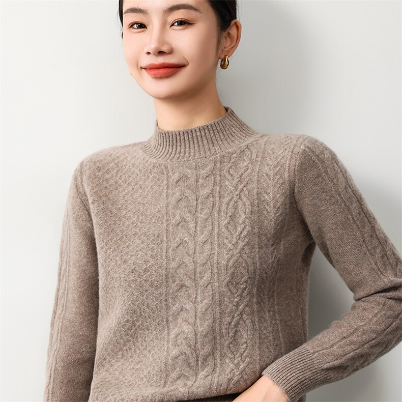 女士绞花桂花针重工加厚羊毛衫羊毛,女装羊毛衫,奢优羊绒