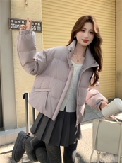 现货新款独特超好看短款羽绒服女款冬季立领面包服小个子羽绒外套，女装羽绒服，韩然一族