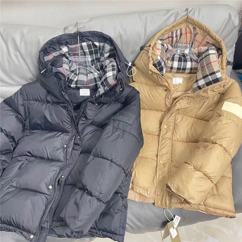 (网图)羽丝袖章格子连帽休闲羽绒服休闲潮流加厚313B-2207-P185,男装羽绒服,星座313B