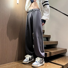 港风秋冬长裤宽松休闲扣带松紧腰束脚卫裤K23303-P40控58，男装休闲裤，星座717