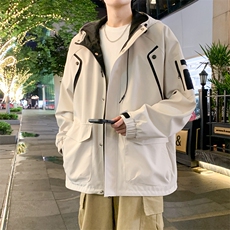 新款秋季夹克男工装青少年户外宽松大码外套情侣冲锋衣JK0199-P85，男装夹克，星座308B-2