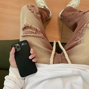 牛仔裤男秋季潮大码休闲裤子高街破洞编绳G3052P48图片
