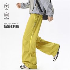 户外纯色休闲裤休闲打褶垂感直筒工装长裤男女C62161-TP3568，男装工装外套，电商A102