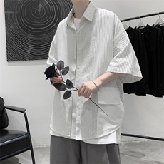 特P30控58港风男宽松版撞色大口袋短袖衬衫CS2101，男装衬衫，电商B370