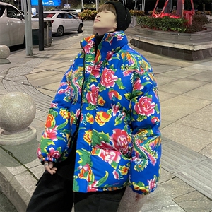 MY203男女休闲大码加厚保暖防寒棉衣外套东北大花风外衣棉袄图片