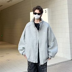 冬季简约纯色加棉毛呢外套男潮流百搭宽松帅气休闲夹克W6327-P70，男装夹克，星座412-2