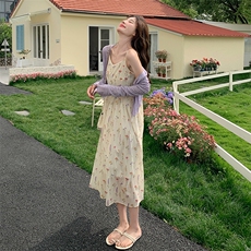 今年流行漂亮裙碎花吊带裙2025新款女开春穿搭夏日多巴胺，女装连衣裙，浙宝176（原073）