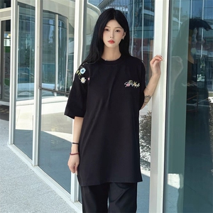万针全刺绣工艺抖音得物高品质260克重磅纯棉双纱美式高街短袖T恤图片