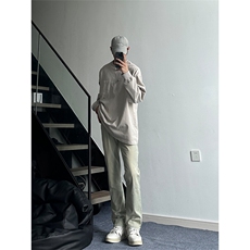欧美高街vibe裤子嘻哈街头美式复古牛仔裤修身直筒显瘦微喇叭裤，男装牛仔裤，星座310A-4