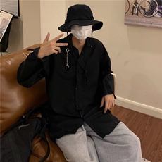 日常青少年新款链条衬衫男长袖男士衬衫潮潮流夏秋季纯色CS37/P32，男装衬衫，星座506