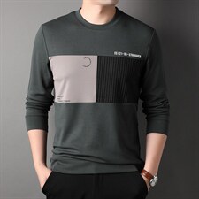 卫衣春秋季2023新款男商务休闲潮流宽松长袖圆领纯色印花上衣薄款，男装卫衣，电商B212（原钱塘6029）