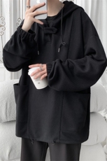 WY6098/P60秋装新款套头华夫格卫衣男韩版潮学生宽松大码外套上衣，男装卫衣，电商A141